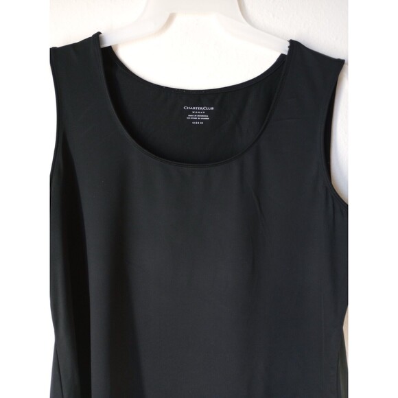 Charter Club Women's Shirt 1X Black Sleeveless Round Neck Tank Top - Picture 2 of 10